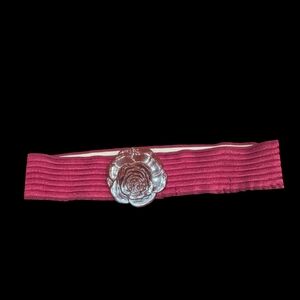 Charmant Elastic Rose Buckle Waist Belt in Deep Burgundy Size Medium